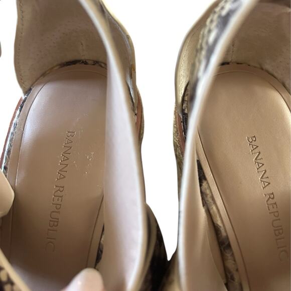 Banana Republic Leather Espadrille Wedge Sandal Women's 8 Snake Print Buckle - Picture 5 of 8